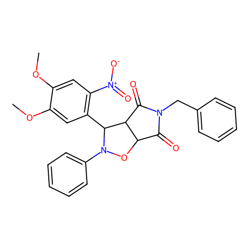 3-benzyl-8-(4,5-dimethoxy-2-nitro-phenyl)-7-phenyl-6-oxa-3,7-diazabicyclo[3.3.0]octane-2,4-dione structure