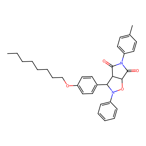 3-(4-(octyloxy)phenyl)-2-phenyl-5-(p-tolyl)dihydro-2H-pyrrolo[3,4-d]isoxazole-4,6(5H,6aH)-dione structure