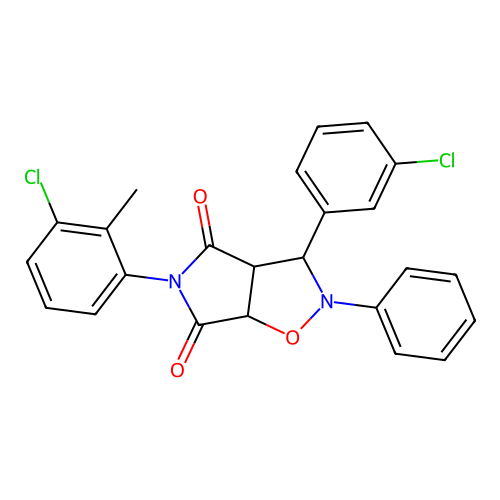 5-(3-chloro-2-methylphenyl)-3-(3-chlorophenyl)-2-phenyl-3a,6a-dihydro-3H-pyrrolo[3,4-d][1,2]oxazole-4,6-dione structure
