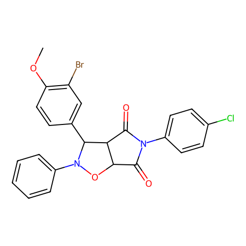 3-(3-bromo-4-methoxyphenyl)-5-(4-chlorophenyl)-2-phenyl-3a,6a-dihydro-3H-pyrrolo[3,4-d][1,2]oxazole-4,6-dione structure