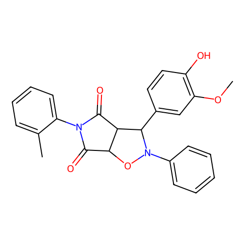 3-(4-hydroxy-3-methoxyphenyl)-2-phenyl-5-(o-tolyl)dihydro-2H-pyrrolo[3,4-d]isoxazole-4,6(5H,6aH)-dione structure