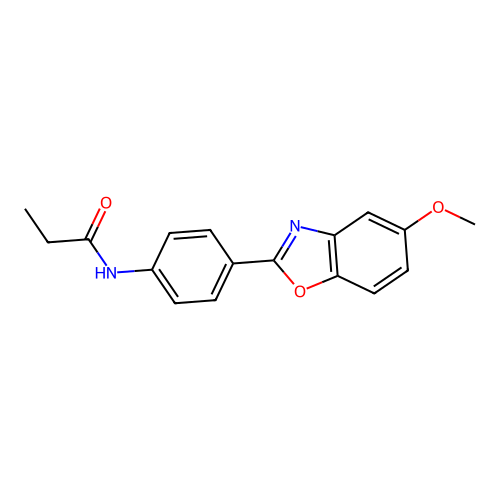 N-[4-(5-methoxy-1,3-benzoxazol-2-yl)phenyl]propanamide structure
