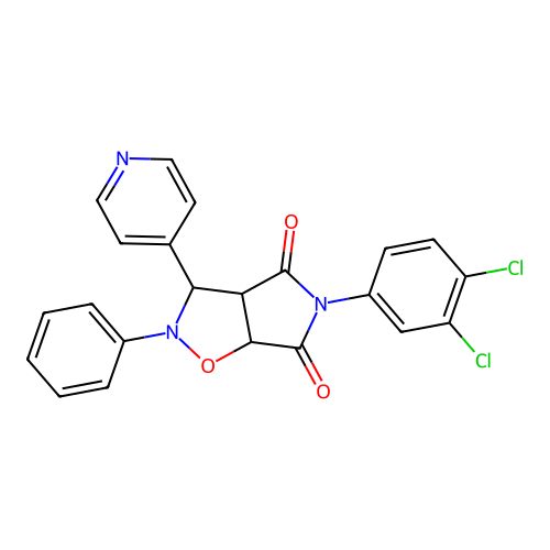 3-(3,4-dichlorophenyl)-7-phenyl-8-pyridin-4-yl-6-oxa-3,7-diazabicyclo[3.3.0]octane-2,4-dione structure