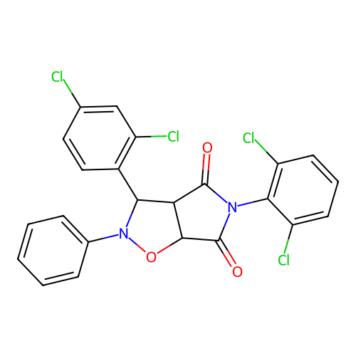 3-(2,4-dichlorophenyl)-5-(2,6-dichlorophenyl)-2-phenyl-3a,6a-dihydro-3H-pyrrolo[3,4-d][1,2]oxazole-4,6-dione structure