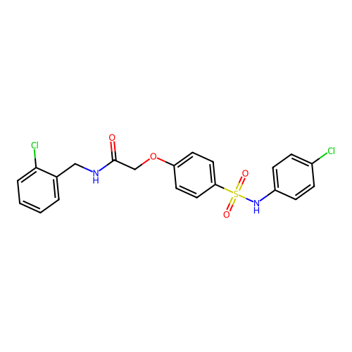 N-[(2-chlorophenyl)methyl]-2-[4-[(4-chlorophenyl)sulfamoyl]phenoxy]acetamide structure