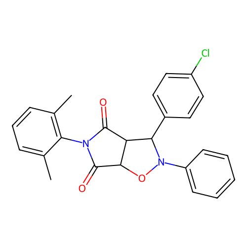 3-(4-chlorophenyl)-5-(2,6-dimethylphenyl)-2-phenyl-3a,6a-dihydro-3H-pyrrolo[3,4-d][1,2]oxazole-4,6-dione structure