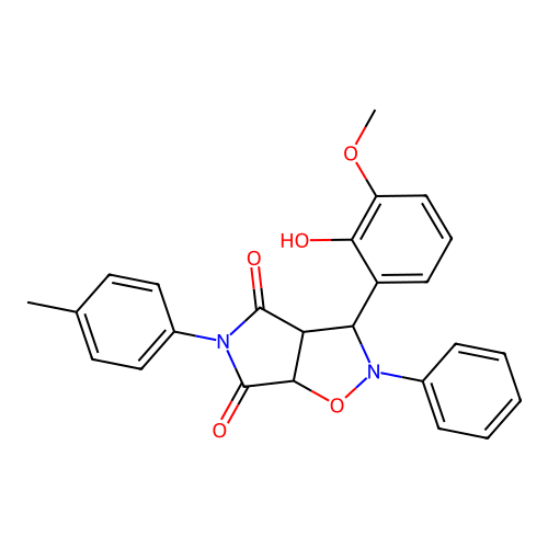 3-(2-hydroxy-3-methoxyphenyl)-2-phenyl-5-(p-tolyl)dihydro-2H-pyrrolo[3,4-d]isoxazole-4,6(5H,6aH)-dione structure
