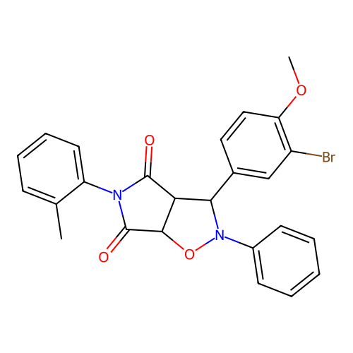 3-(3-bromo-4-methoxyphenyl)-2-phenyl-5-(o-tolyl)dihydro-2H-pyrrolo[3,4-d]isoxazole-4,6(5H,6aH)-dione structure