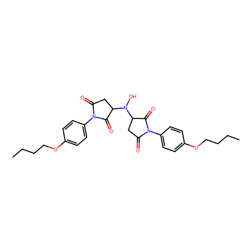3,3'-(Hydroxyimino)bis[1-(4-butoxyphenyl)pyrrolidine-2,5-dione] structure