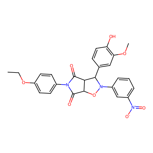5-(4-ethoxyphenyl)-3-(4-hydroxy-3-methoxyphenyl)-2-(3-nitrophenyl)-3a,6a-dihydro-3H-pyrrolo[3,4-d][1,2]oxazole-4,6-dione structure