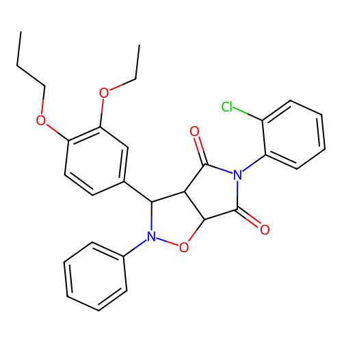 5-(2-chlorophenyl)-3-(3-ethoxy-4-propoxyphenyl)-2-phenyl-3a,6a-dihydro-3H-pyrrolo[3,4-d][1,2]oxazole-4,6-dione structure
