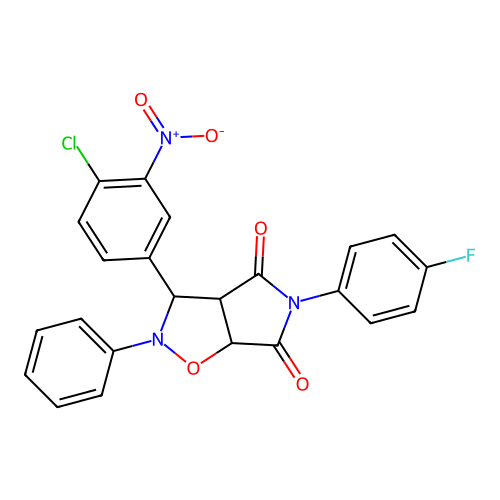 3-(4-chloro-3-nitrophenyl)-5-(4-fluorophenyl)-2-phenyl-3a,6a-dihydro-3H-pyrrolo[3,4-d][1,2]oxazole-4,6-dione structure