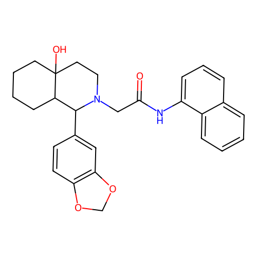 2-(1-(benzo[d][1,3]dioxol-5-yl)-4a-hydroxyoctahydroisoquinolin-2(1H)-yl)-N-(naphthalen-1-yl)acetamide structure