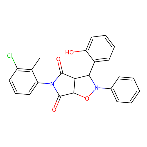 5-(3-chloro-2-methylphenyl)-3-(2-hydroxyphenyl)-2-phenyl-3a,6a-dihydro-3H-pyrrolo[3,4-d][1,2]oxazole-4,6-dione structure
