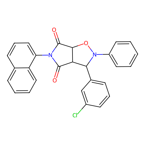 3-(3-chlorophenyl)-5-(naphthalen-1-yl)-2-phenyldihydro-2H-pyrrolo[3,4-d][1,2]oxazole-4,6(3H,5H)-dione structure