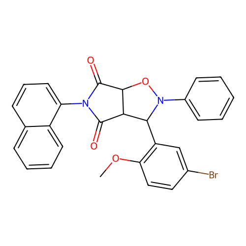 3-(5-bromo-2-methoxyphenyl)-5-(naphthalen-1-yl)-2-phenyldihydro-2H-pyrrolo[3,4-d][1,2]oxazole-4,6(3H,5H)-dione structure