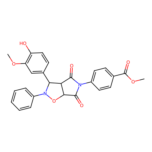 methyl 4-(3-(4-hydroxy-3-methoxyphenyl)-4,6-dioxo-2-phenyltetrahydro-2H-pyrrolo[3,4-d]isoxazol-5(3H)-yl)benzoate structure