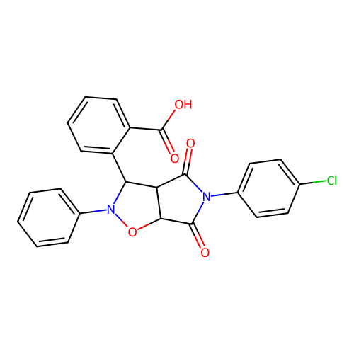 2-(5-(4-chlorophenyl)-4,6-dioxo-2-phenylhexahydro-2H-pyrrolo[3,4-d]isoxazol-3-yl)benzoic acid structure