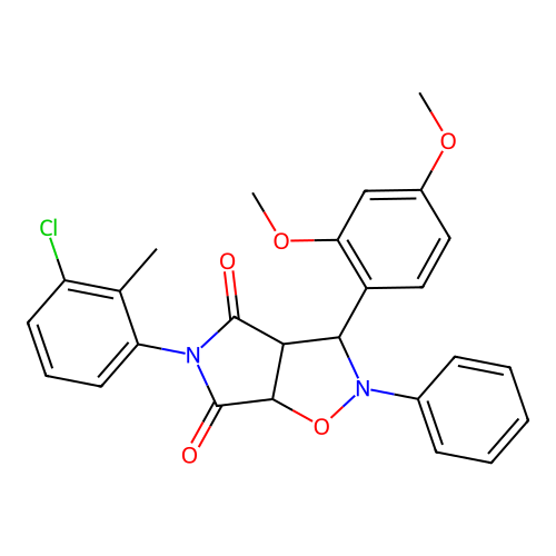 5-(3-chloro-2-methylphenyl)-3-(2,4-dimethoxyphenyl)-2-phenyl-3a,6a-dihydro-3H-pyrrolo[3,4-d][1,2]oxazole-4,6-dione structure