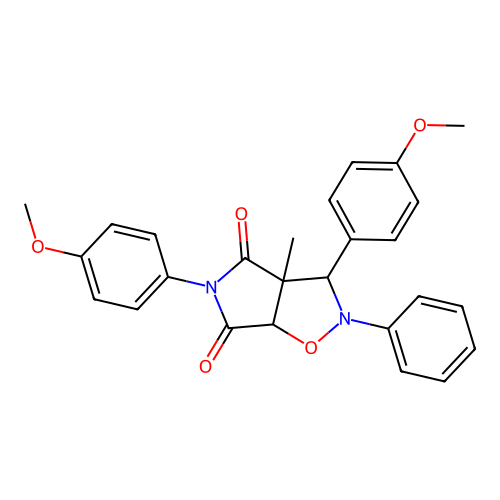 3,8-bis(4-methoxyphenyl)-1-methyl-7-phenyl-6-oxa-3,7-diazabicyclo[3.3.0]octane-2,4-dione structure