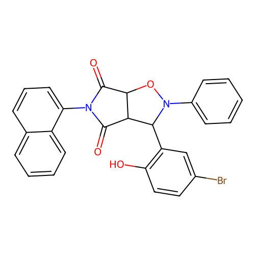 3-(5-bromo-2-hydroxyphenyl)-5-(naphthalen-1-yl)-2-phenyldihydro-2H-pyrrolo[3,4-d][1,2]oxazole-4,6(3H,5H)-dione structure