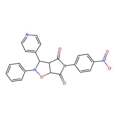 3-(4-nitrophenyl)-7-phenyl-8-pyridin-4-yl-6-oxa-3,7-diazabicyclo[3.3.0]octane-2,4-dione structure