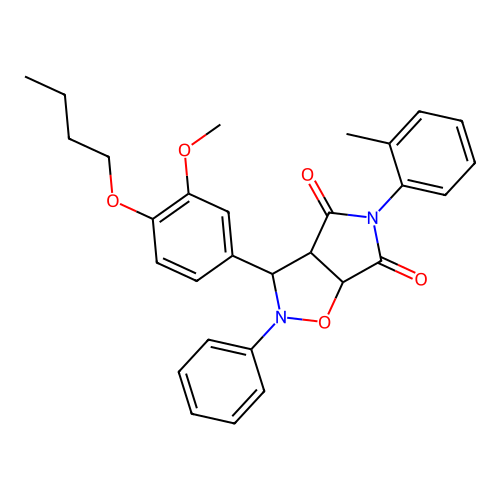 3-(4-butoxy-3-methoxyphenyl)-2-phenyl-5-(o-tolyl)dihydro-2H-pyrrolo[3,4-d]isoxazole-4,6(5H,6aH)-dione structure