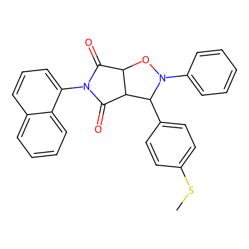 3-(4-(methylthio)phenyl)-5-(naphthalen-1-yl)-2-phenyldihydro-2H-pyrrolo[3,4-d]isoxazole-4,6(5H,6aH)-dione structure