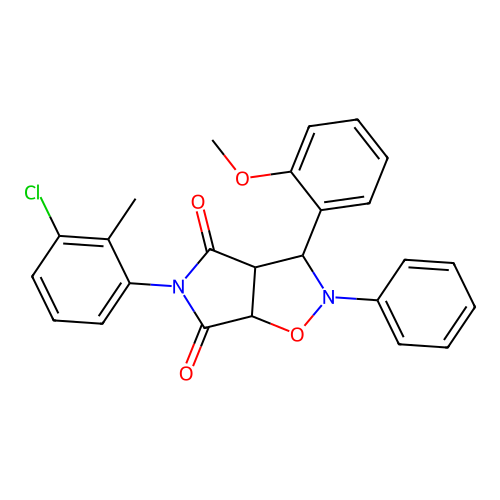 5-(3-chloro-2-methylphenyl)-3-(2-methoxyphenyl)-2-phenyl-3a,6a-dihydro-3H-pyrrolo[3,4-d][1,2]oxazole-4,6-dione structure