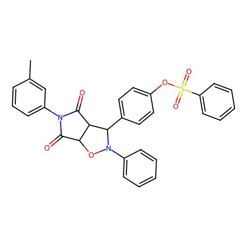 [4-[5-(3-methylphenyl)-4,6-dioxo-2-phenyl-3a,6a-dihydro-3H-pyrrolo[3,4-d][1,2]oxazol-3-yl]phenyl] benzenesulfonate structure