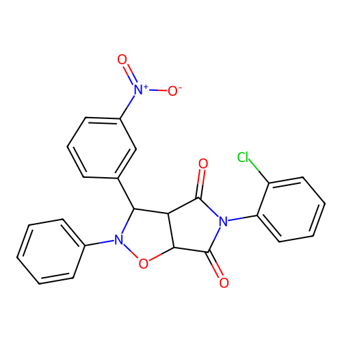 3-(2-chlorophenyl)-8-(3-nitrophenyl)-7-phenyl-6-oxa-3,7-diazabicyclo[3.3.0]octane-2,4-dione structure