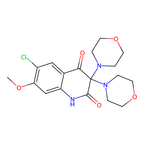 6-chloro-7-methoxy-3,3-dimorpholin-4-yl-1H-quinoline-2,4-dione structure