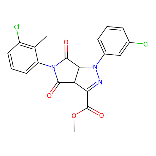 methyl 5-(3-chloro-2-methylphenyl)-1-(3-chlorophenyl)-4,6-dioxo-1,3a,4,5,6,6a-hexahydropyrrolo[3,4-c]pyrazole-3-carboxylate structure