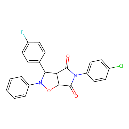 3-(4-chlorophenyl)-8-(4-fluorophenyl)-7-phenyl-6-oxa-3,7-diazabicyclo[3.3.0]octane-2,4-dione structure