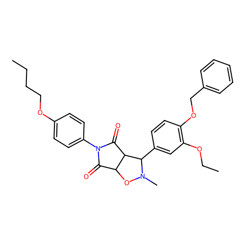 3-(4-(benzyloxy)-3-ethoxyphenyl)-5-(4-butoxyphenyl)-2-methyldihydro-2H-pyrrolo[3,4-d]isoxazole-4,6(5H,6aH)-dione structure