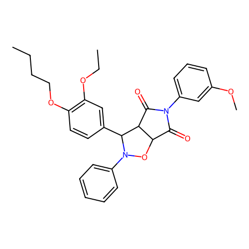 3-(4-butoxy-3-ethoxyphenyl)-5-(3-methoxyphenyl)-2-phenyl-3a,6a-dihydro-3H-pyrrolo[3,4-d][1,2]oxazole-4,6-dione structure