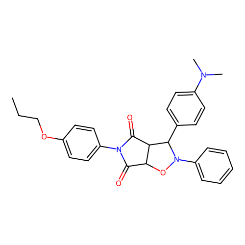 3-(4-(dimethylamino)phenyl)-2-phenyl-5-(4-propoxyphenyl)dihydro-2H-pyrrolo[3,4-d]isoxazole-4,6(5H,6aH)-dione structure