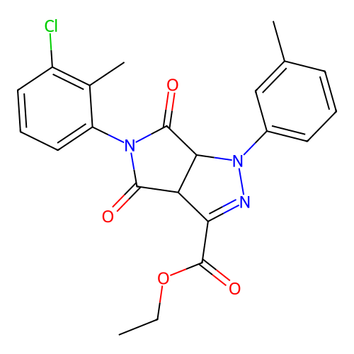 ethyl 5-(3-chloro-2-methylphenyl)-1-(3-methylphenyl)-4,6-dioxo-1,3a,4,5,6,6a-hexahydropyrrolo[3,4-c]pyrazole-3-carboxylate structure