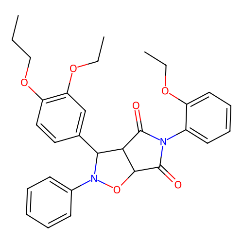 3-(3-ethoxy-4-propoxyphenyl)-5-(2-ethoxyphenyl)-2-phenyldihydro-2H-pyrrolo[3,4-d]isoxazole-4,6(5H,6aH)-dione structure