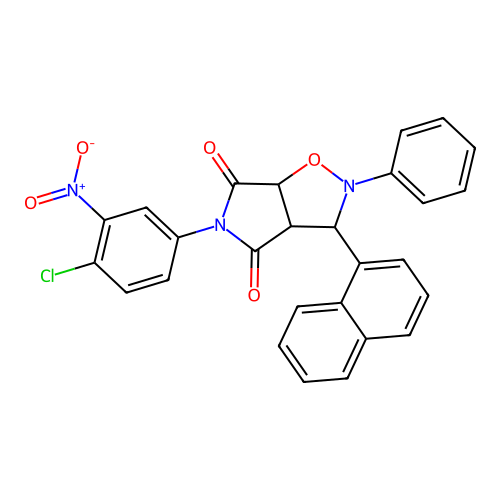5-(4-chloro-3-nitrophenyl)-3-(naphthalen-1-yl)-2-phenyldihydro-2H-pyrrolo[3,4-d][1,2]oxazole-4,6(3H,5H)-dione structure