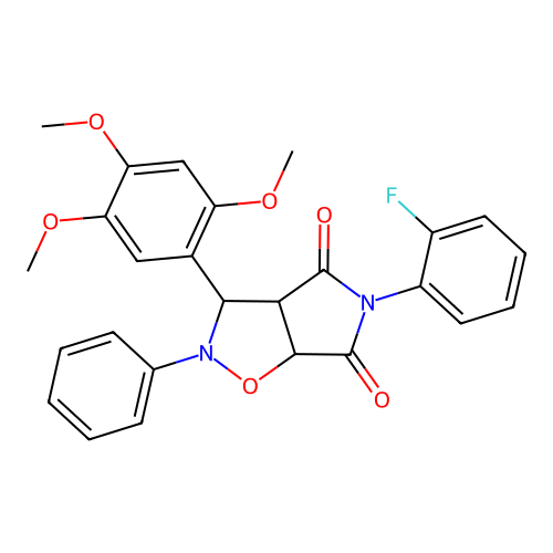 5-(2-fluorophenyl)-2-phenyl-3-(2,4,5-trimethoxyphenyl)-3a,6a-dihydro-3H-pyrrolo[3,4-d][1,2]oxazole-4,6-dione structure