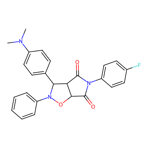 3-(4-(dimethylamino)phenyl)-5-(4-fluorophenyl)-2-phenyldihydro-2H-pyrrolo[3,4-d]isoxazole-4,6(5H,6aH)-dione structure