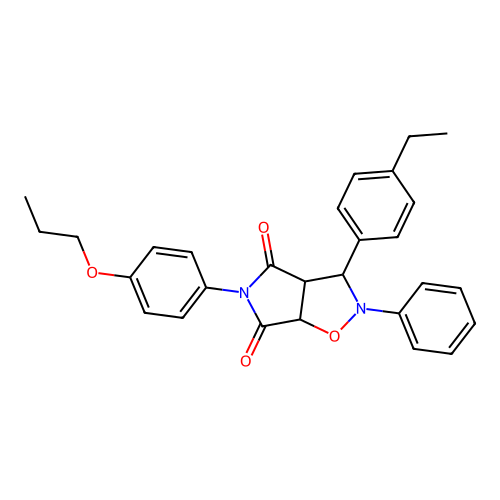 3-(4-ethylphenyl)-2-phenyl-5-(4-propoxyphenyl)-3a,6a-dihydro-3H-pyrrolo[3,4-d][1,2]oxazole-4,6-dione structure