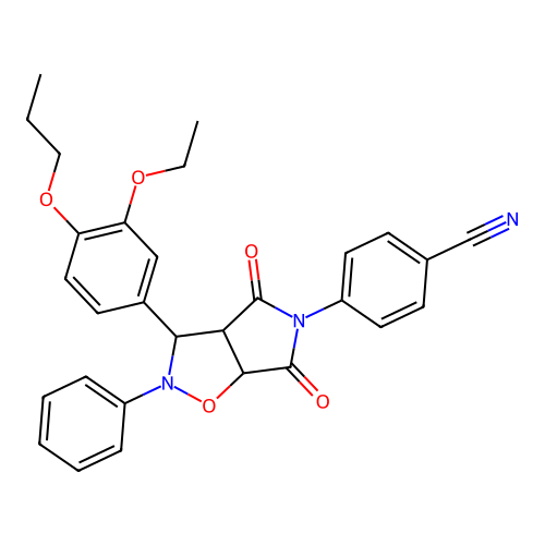 4-(3-(3-ethoxy-4-propoxyphenyl)-4,6-dioxo-2-phenyltetrahydro-2H-pyrrolo[3,4-d]isoxazol-5(3H)-yl)benzonitrile structure