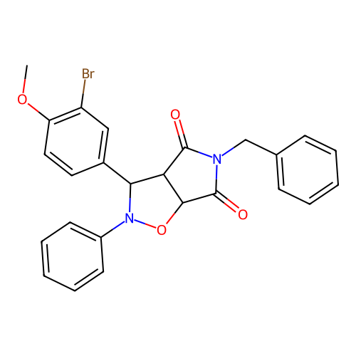 3-benzyl-8-(3-bromo-4-methoxy-phenyl)-7-phenyl-6-oxa-3,7-diazabicyclo[3.3.0]octane-2,4-dione structure