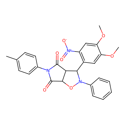 3-(4,5-dimethoxy-2-nitrophenyl)-2-phenyl-5-(p-tolyl)dihydro-2H-pyrrolo[3,4-d]isoxazole-4,6(5H,6aH)-dione structure