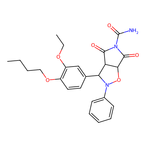 3-(4-butoxy-3-ethoxyphenyl)-4,6-dioxo-2-phenyl-3a,6a-dihydro-3H-pyrrolo[3,4-d][1,2]oxazole-5-carboxamide structure