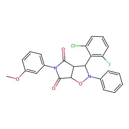 3-(2-chloro-6-fluorophenyl)-5-(3-methoxyphenyl)-2-phenyl-3a,6a-dihydro-3H-pyrrolo[3,4-d][1,2]oxazole-4,6-dione structure