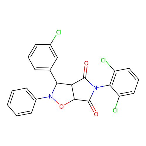3-(3-chlorophenyl)-5-(2,6-dichlorophenyl)-2-phenyl-3a,6a-dihydro-3H-pyrrolo[3,4-d][1,2]oxazole-4,6-dione structure