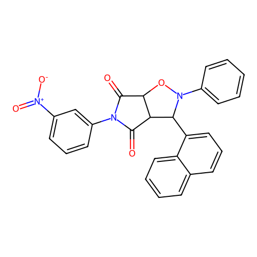 3-(naphthalen-1-yl)-5-(3-nitrophenyl)-2-phenyldihydro-2H-pyrrolo[3,4-d][1,2]oxazole-4,6(3H,5H)-dione structure